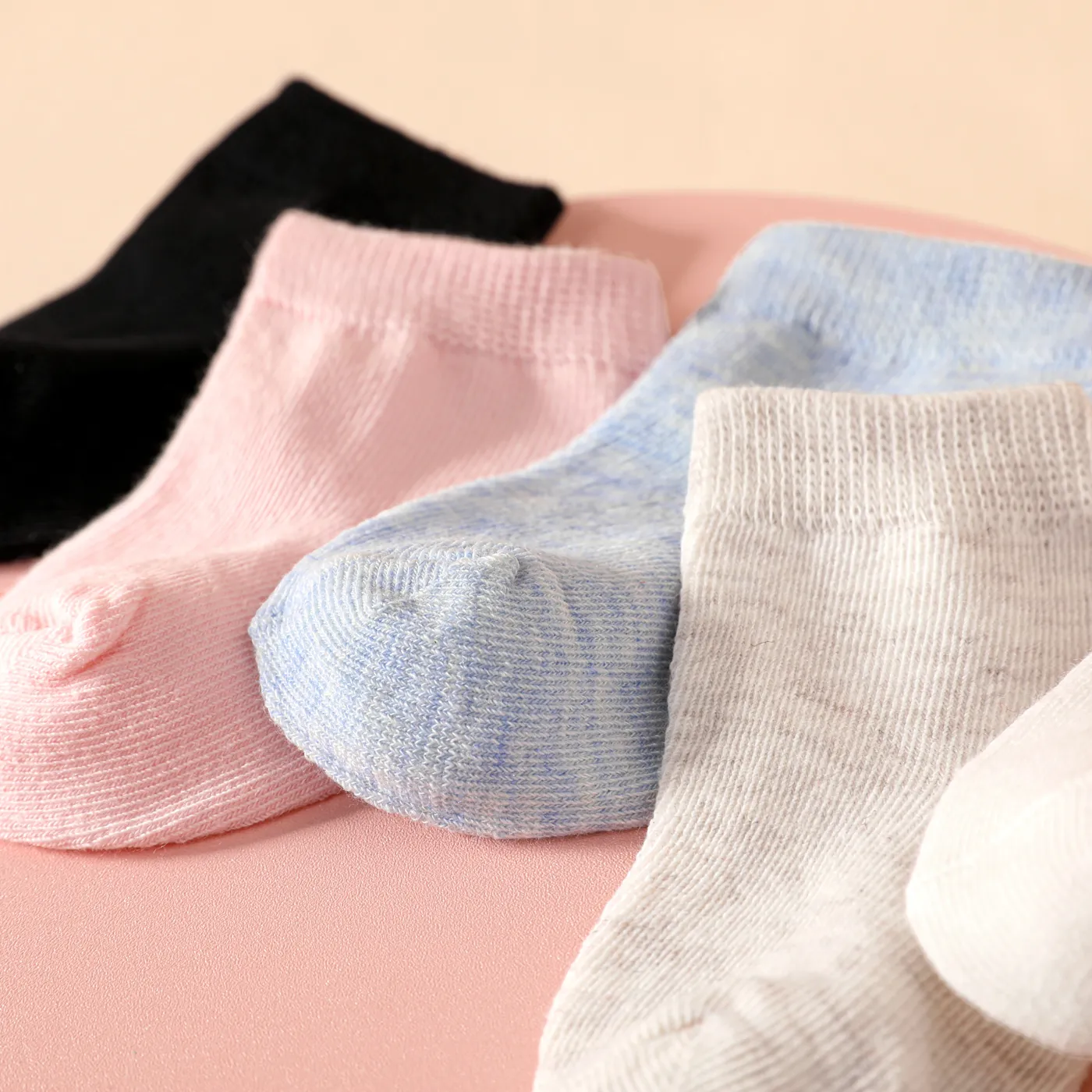 5-pairs 100% Cotton Baby Solid Socks  image 4