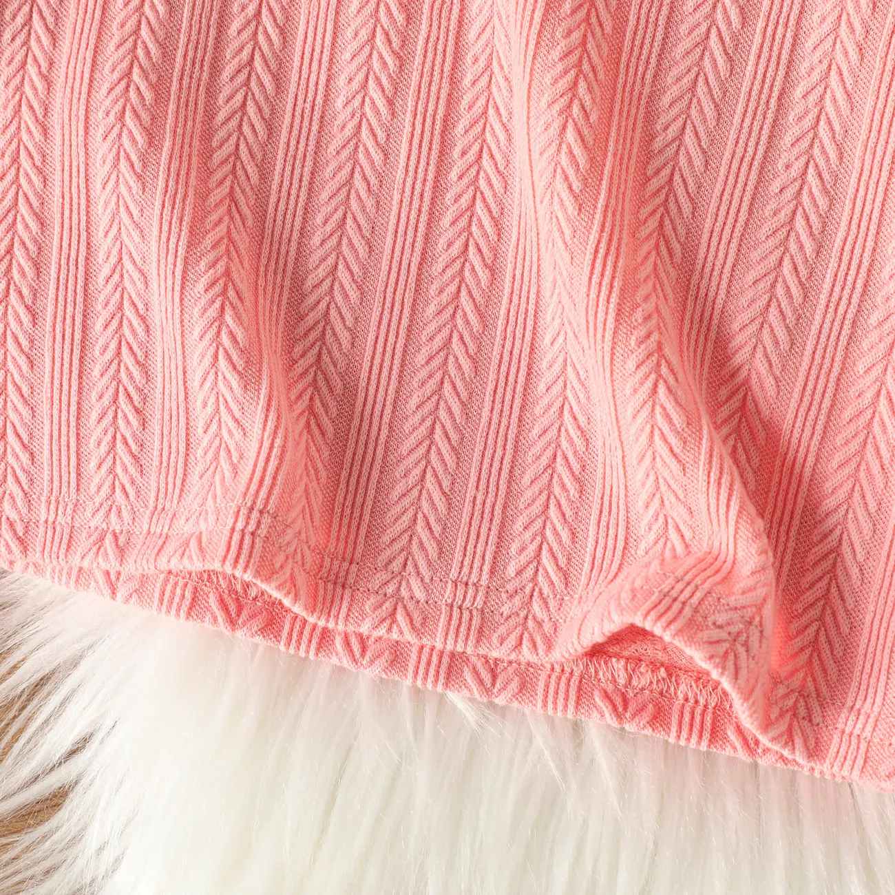 طفل فتاة بلون bowknot تصميم محكم طويلة الأكمام المحملة وردي فاتح big image 1