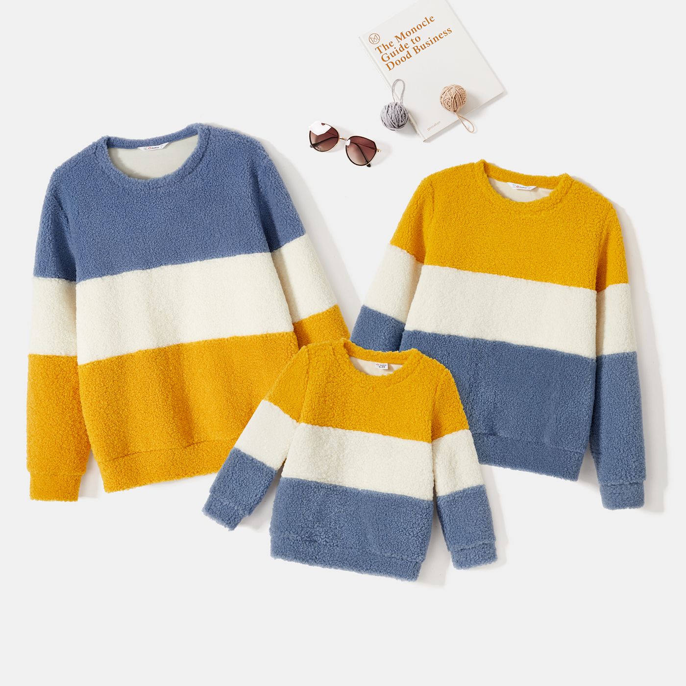 

Family Matching Long-sleeve Colorblock Sherpa Fleece Pullover