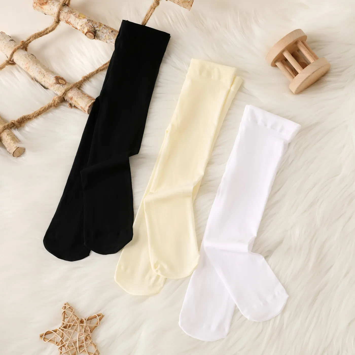 3-pack Baby Solid Pantyhose Tights for Girls  image 4