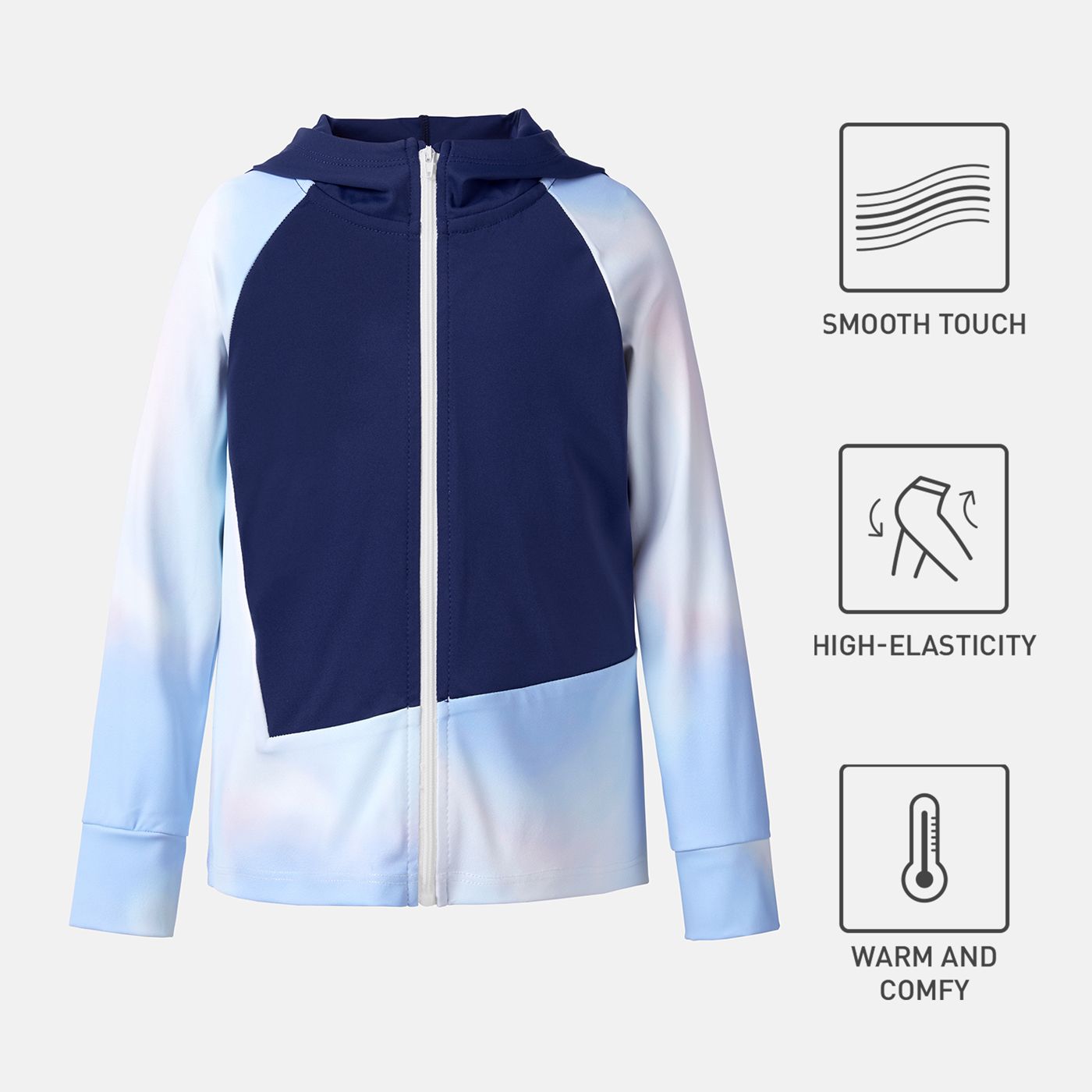

Activewear Toddler Girl/Boy Colorblock Tie Dyed Hooded Jacket