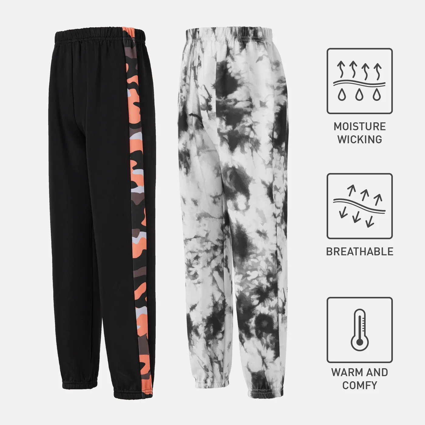 Leggings respiráveis elásticas e tingidas de menina de criança activewear Preto e branco image 2