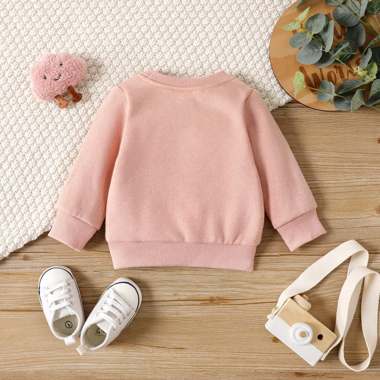 Bebé Unissexo Costuras de tecido Infantil Manga comprida Sweatshirt Rosa big image 1