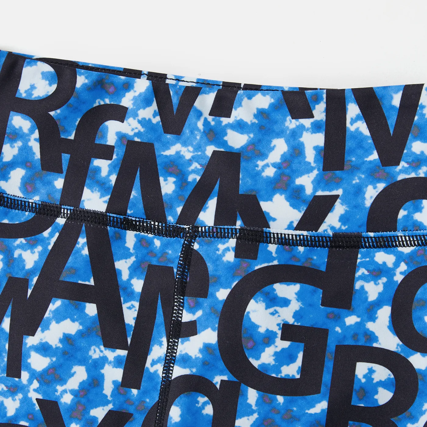 Activewear Kid Girl Letter Print High Waist Leggings Blue image 5
