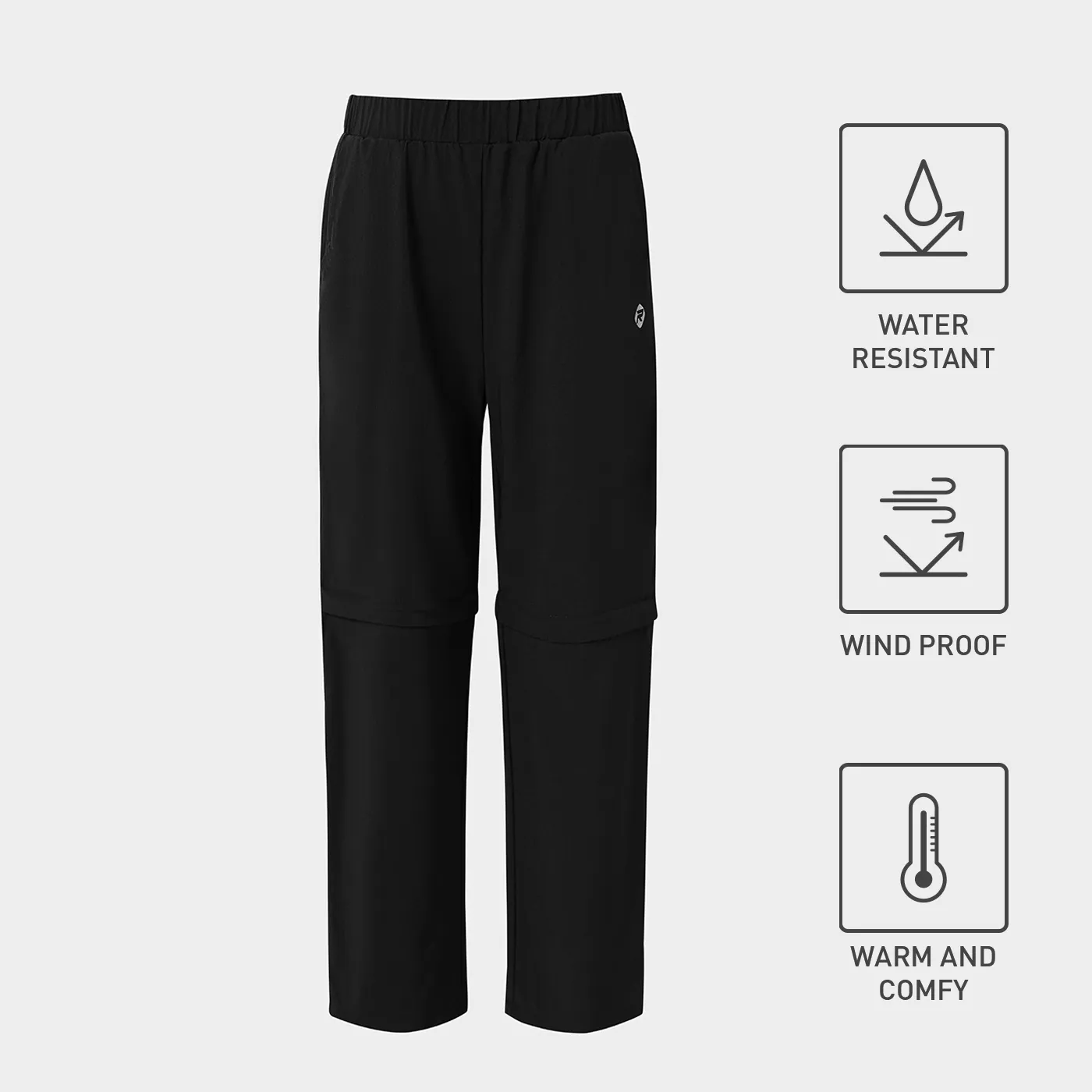 Activewear Kid Boy Solid Color Zipper Design Removable Elasticized Pants