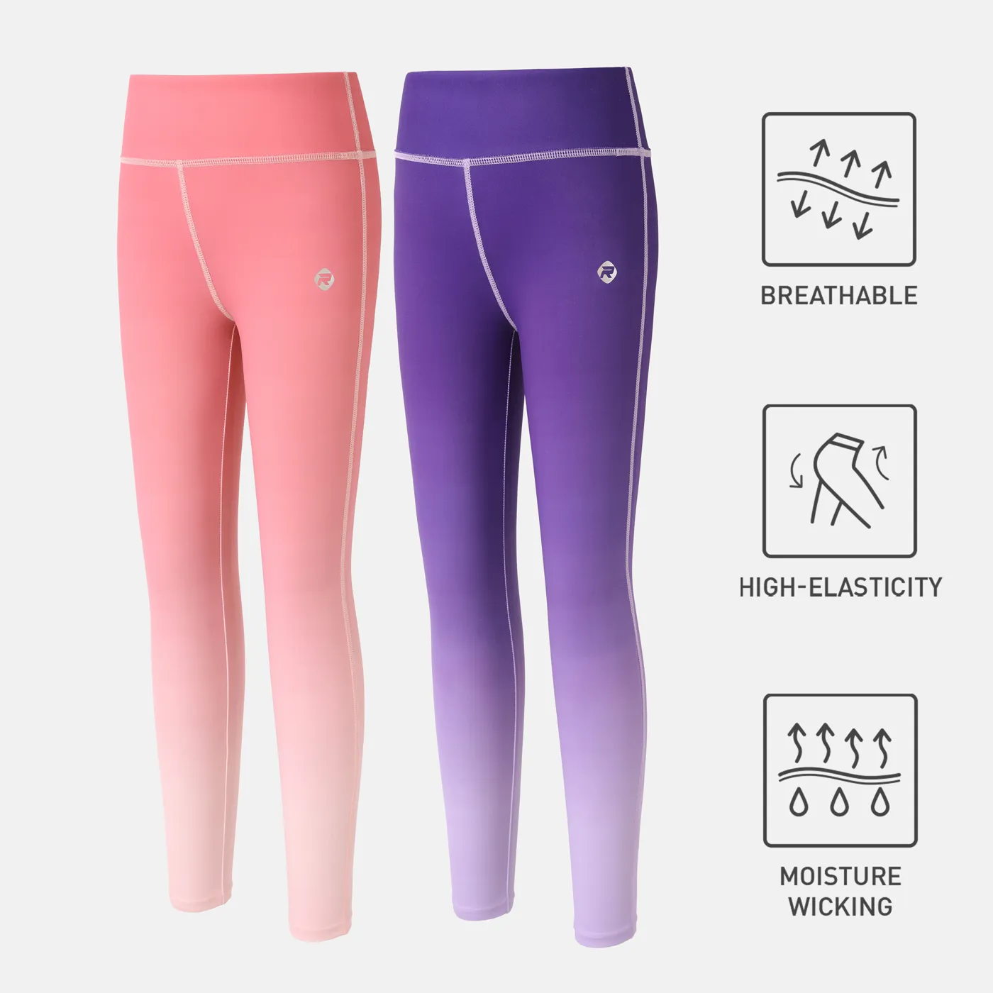 Activewear Kid Girl Gradient Color High Waist Leggings Blue image 2