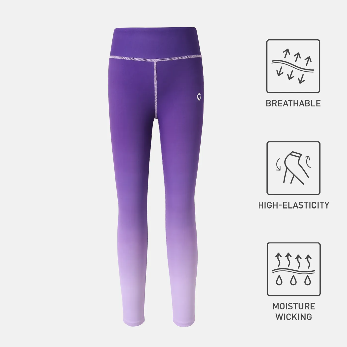 Activewear Kid Girl Gradient Color High Waist Leggings Blue big image 1