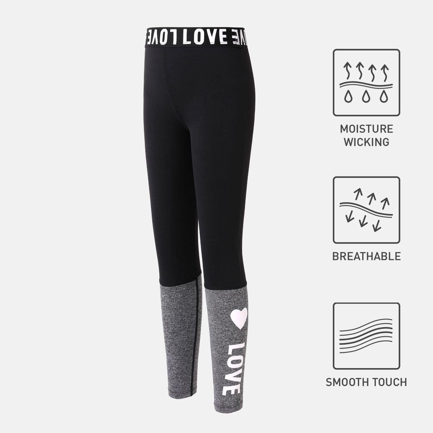 

Activewear Kid Girl Letter Print Colorblock Leggings