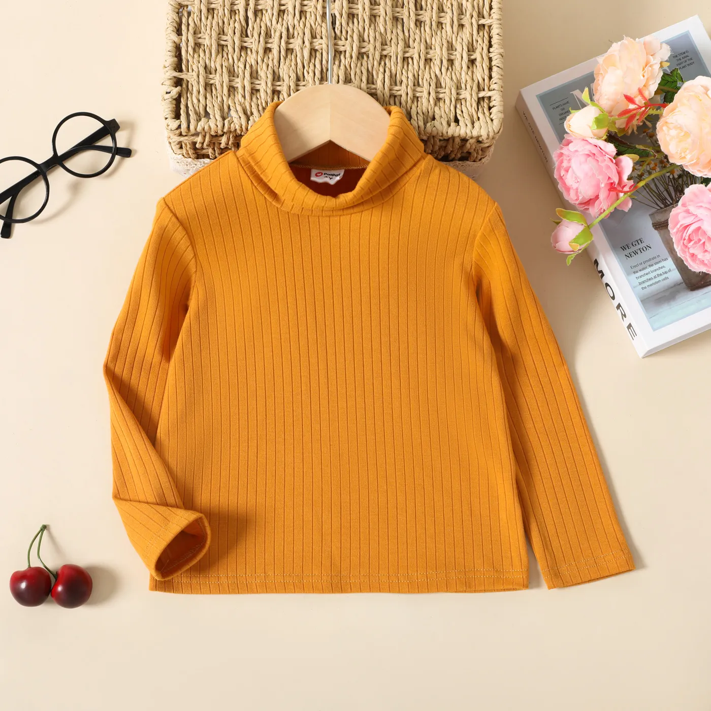 Toddler Girl Turtleneck Solid Color Ribbed Knit Sweater