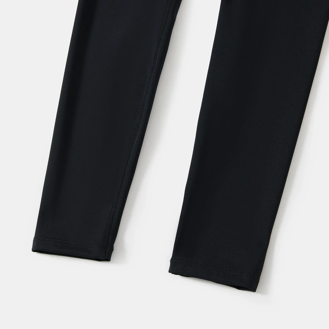 Leggings respiráveis elásticas e elásticas de cintura alta tingidas para crianças de roupas esportivas Preto image 5