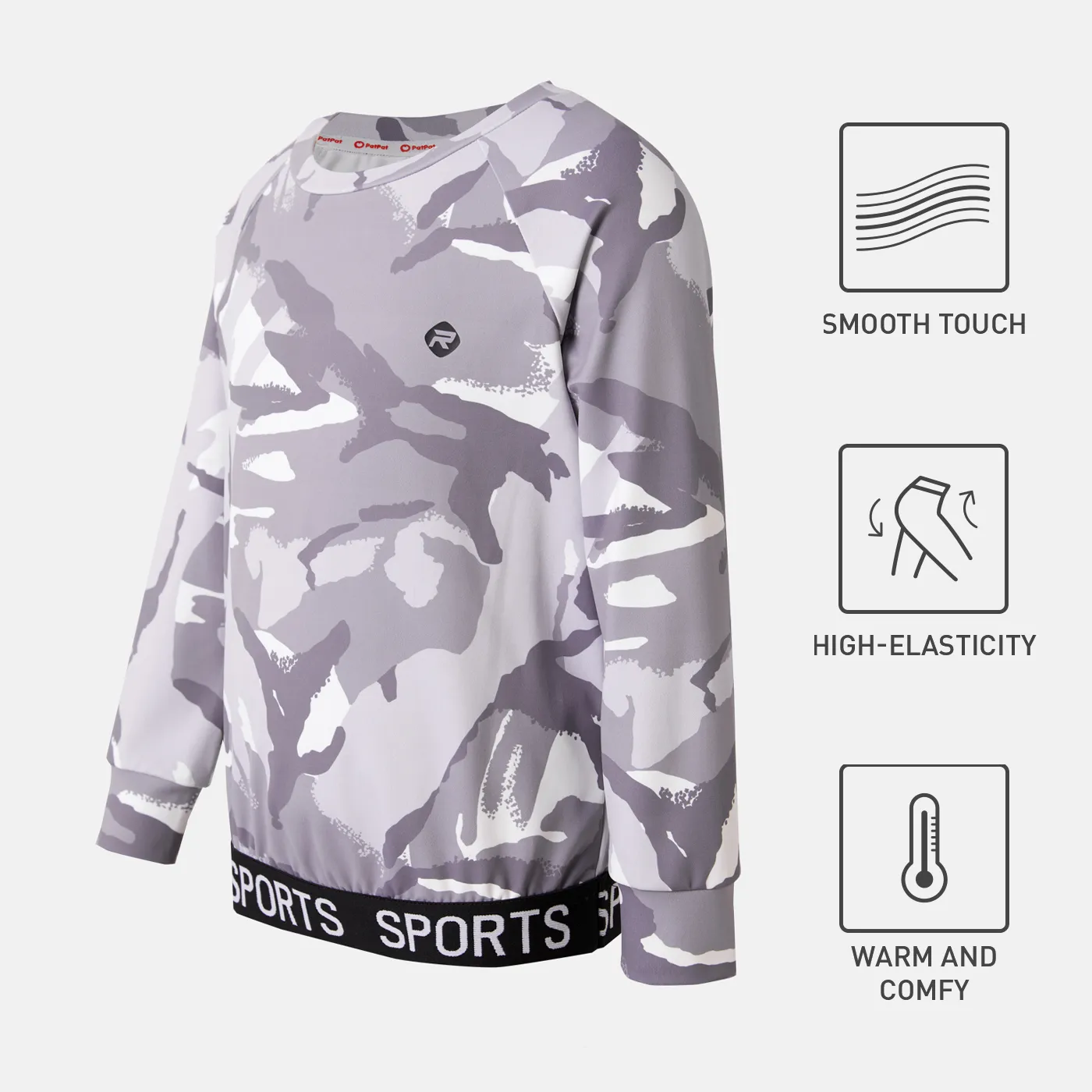 

Activewear Toddler Boy Letter Camouflage Print Pullover Sweatshirt