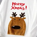 Christmas Family Matching Deer Embroidered Letter Print White Long-sleeve Sweatshirts White image 3