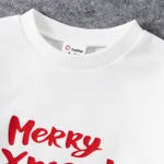 Christmas Family Matching Deer Embroidered Letter Print White Long-sleeve Sweatshirts White image 6