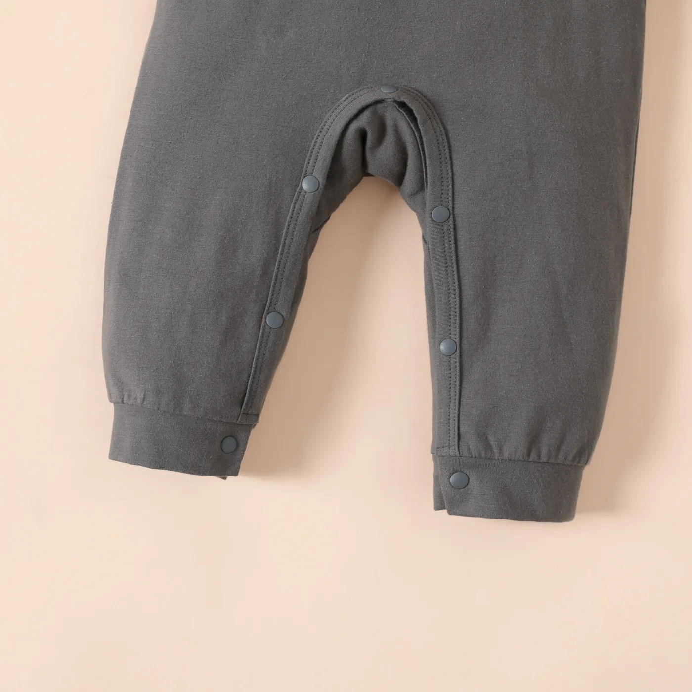 Baby Boy 95% Cotton Long-sleeve Bear & Letter Print Grey Long-sleeve Jumpsuit  image 5