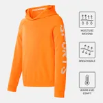 Activewear Kid Boy/Kid Girl Letter Print Raglan Sleeve Hoodie Sweatshirt Orange
