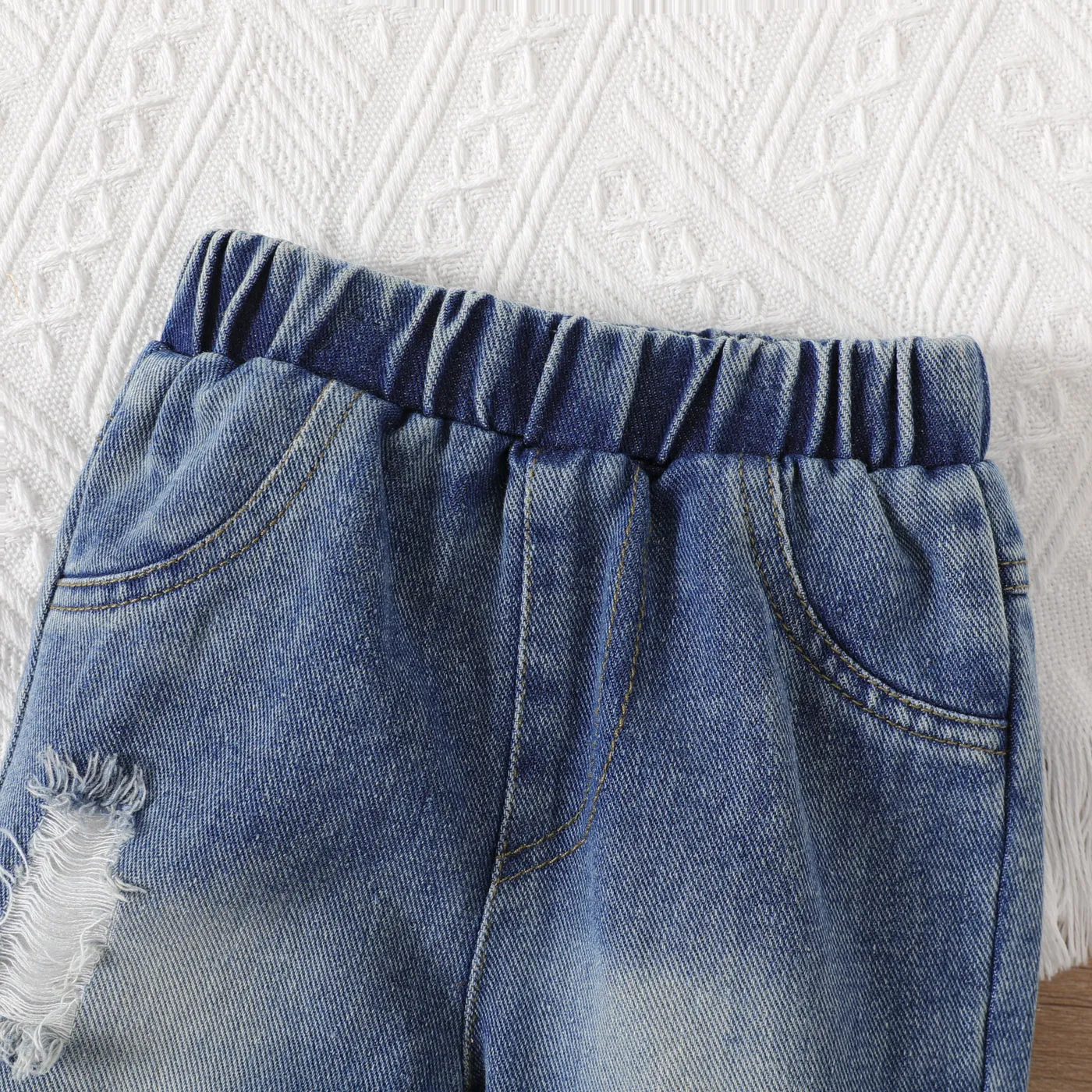 2 unidades Bebé Menino Avant-garde Jardineiras azul denim image 4