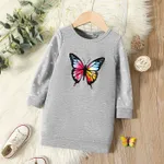 Niño pequeño Chica Costura de tela Dulce Mariposa Vestidos gris moteado