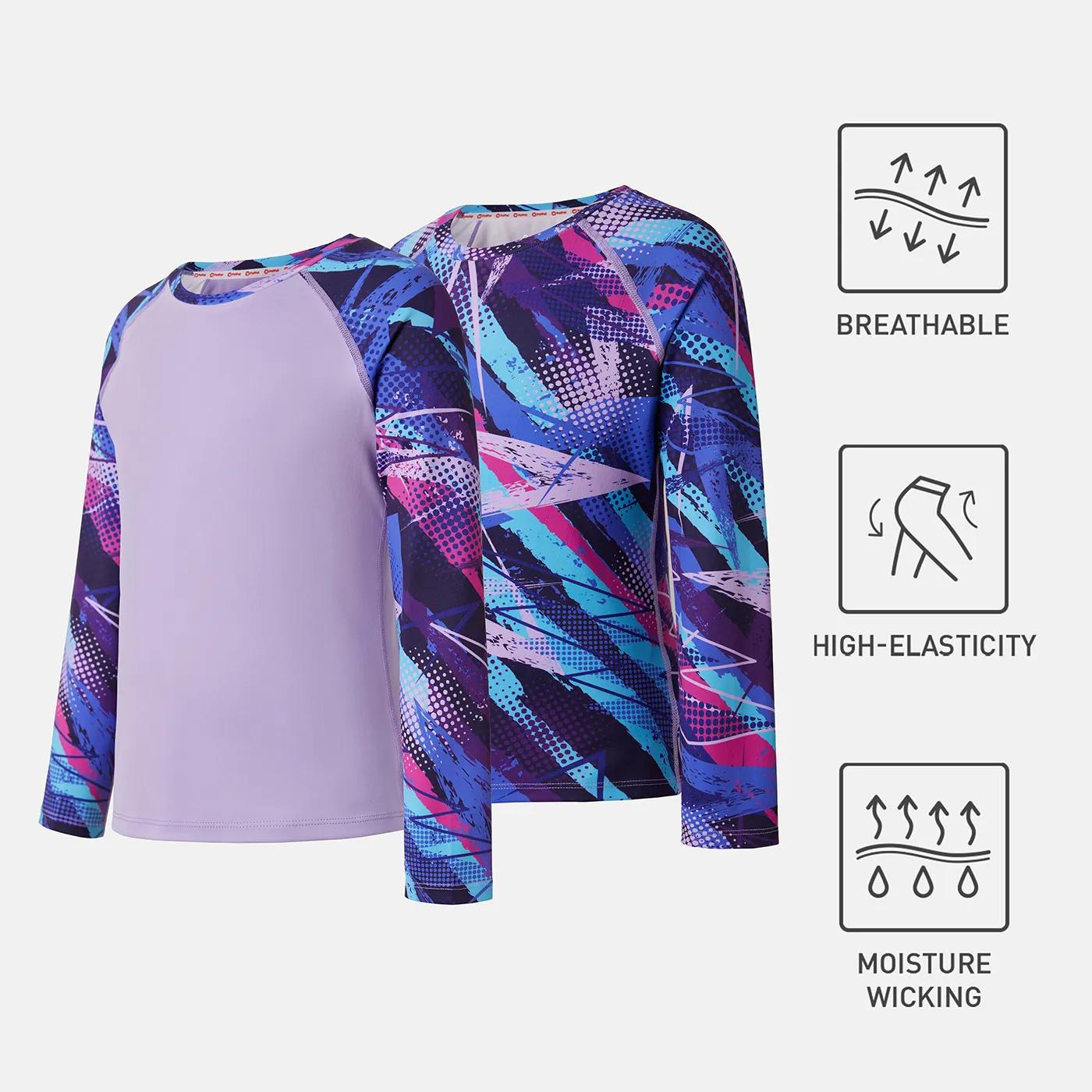 Activewear Kid Girl Tie Dyed Breathable Long Raglan Sleeve Tee  image 2