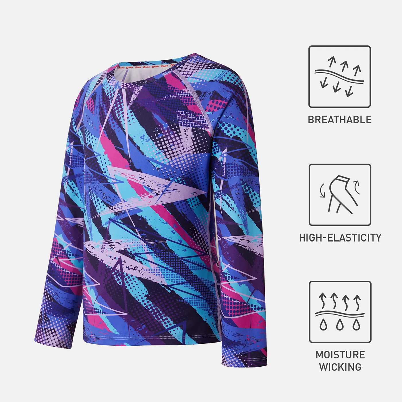 Activewear Kid Girl Tie Dyed Breathable Long Raglan Sleeve Tee  big image 1