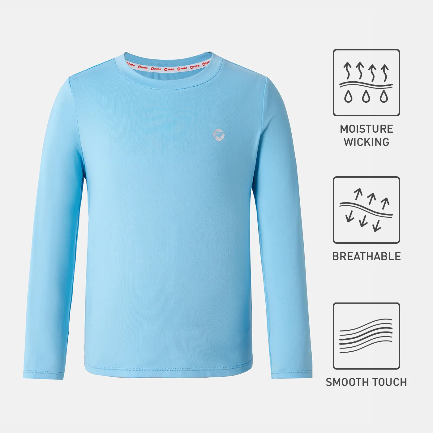 Activewear Kid Boy Solid Color Long Breathable Tee Light Blue