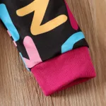 2pcs Kid Girl Letter Print Colorblock Sweatshirt and Elasticized Pants Set  image 4