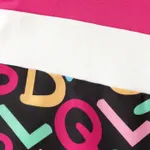 2pcs Kid Girl Letter Print Colorblock Sweatshirt and Elasticized Pants Set  image 3
