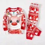 Christmas Deer & Lights Print Red Family Matching Raglan-sleeve Pajamas Sets (Flame Resistant) REDWHITE image 5