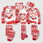 Christmas Deer & Lights Print Red Family Matching Raglan-sleeve Pajamas Sets (Flame Resistant) REDWHITE image 3