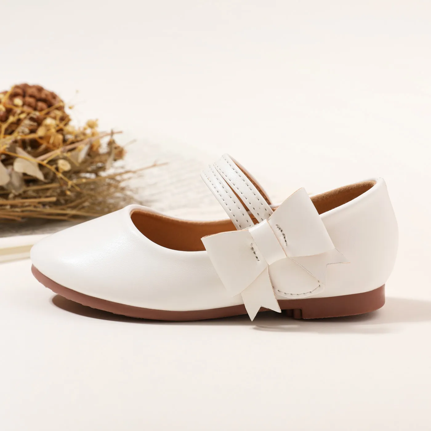 Toddler / Kid Bow Velcro White Mary Jane Shoes White image 3