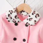 Kid Girl Leopard Print Splice Double Breasted Coat  image 3