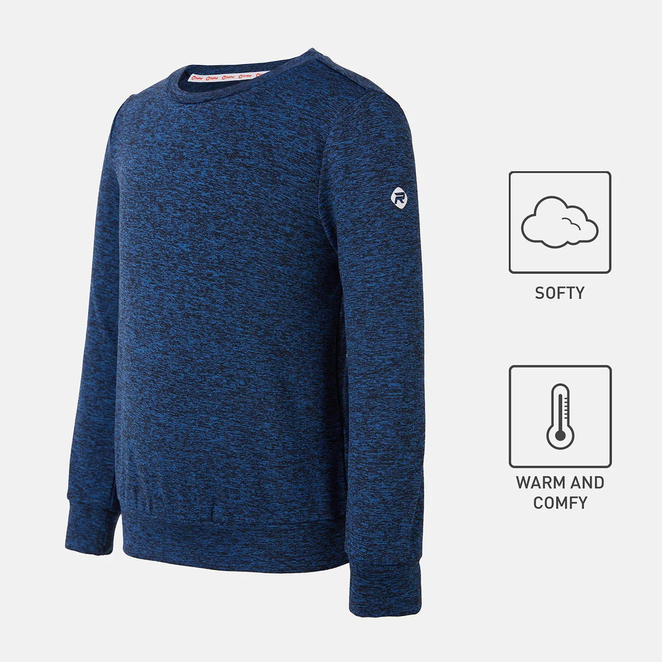 Activewear Kid Boy Solid Color Pullover Sweatshirt Blue big image 1