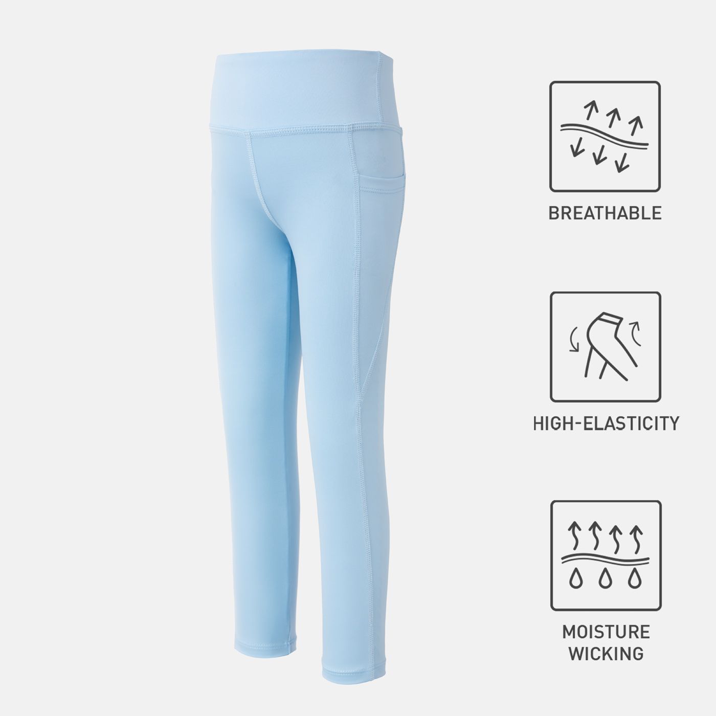 

Activewear Toddler Girl Side Pocket Design High Waist Blue Leggings