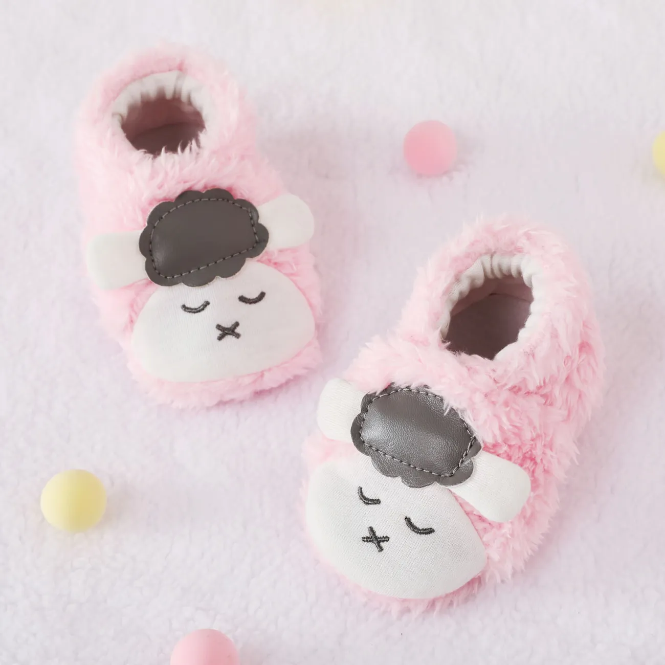 Baby / Toddler Adorable Sheep Fleece Velvet Prewalker Shoes Pink big image 1