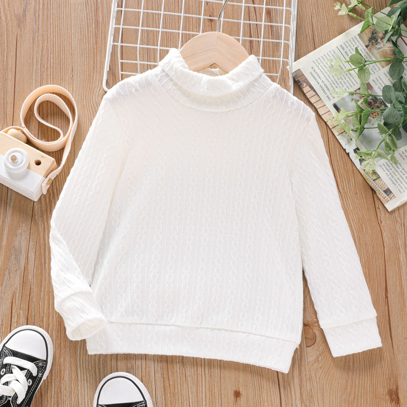 

Toddler Boy Basic Turtleneck Cable Knit Textured Sweatshirt