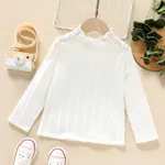 Toddler Girl Mock Neck Solid Color Textured Long-sleeve Tee White