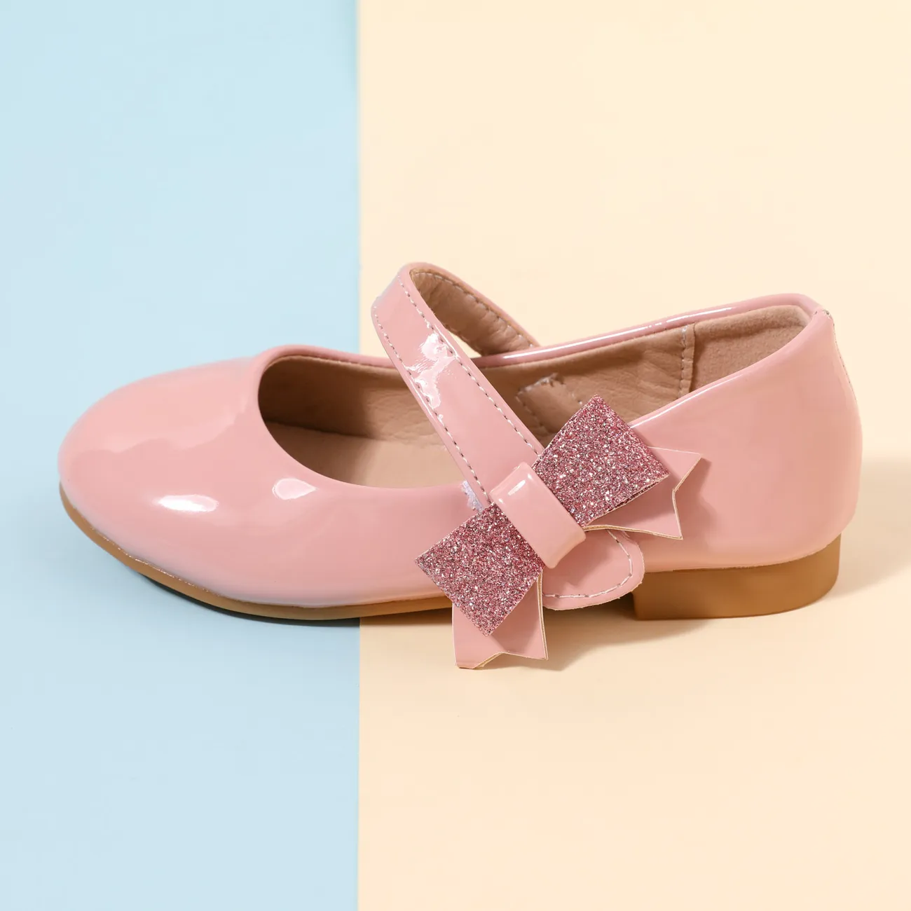 Toddler / Kid Glitter Bow Decor Pink Mary Jane Shoes  big image 1