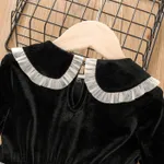 Toddler Girl Statement Collar Star Decor Velvet Mesh Splice Long-sleeve Dress  image 5