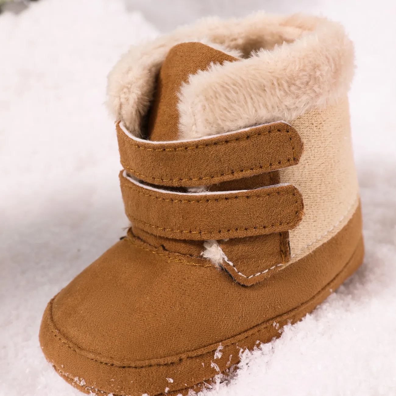 Baby / Toddler Fleece Lined Thermal High Top Prewalker Shoes Brown big image 1
