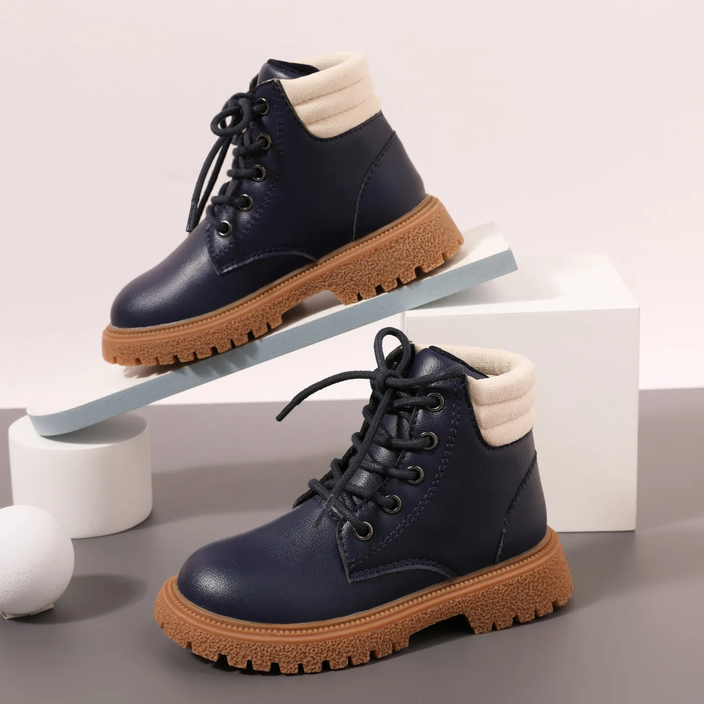 Toddler / Kid Color Block Lace Up Boots