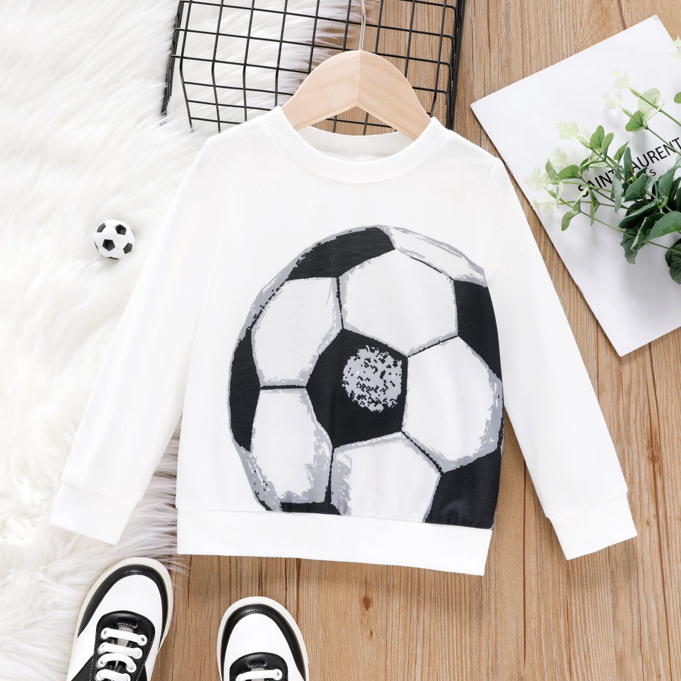 

Soccer Cup Toddler Boy Soccer Print Pullover Sweatshirt