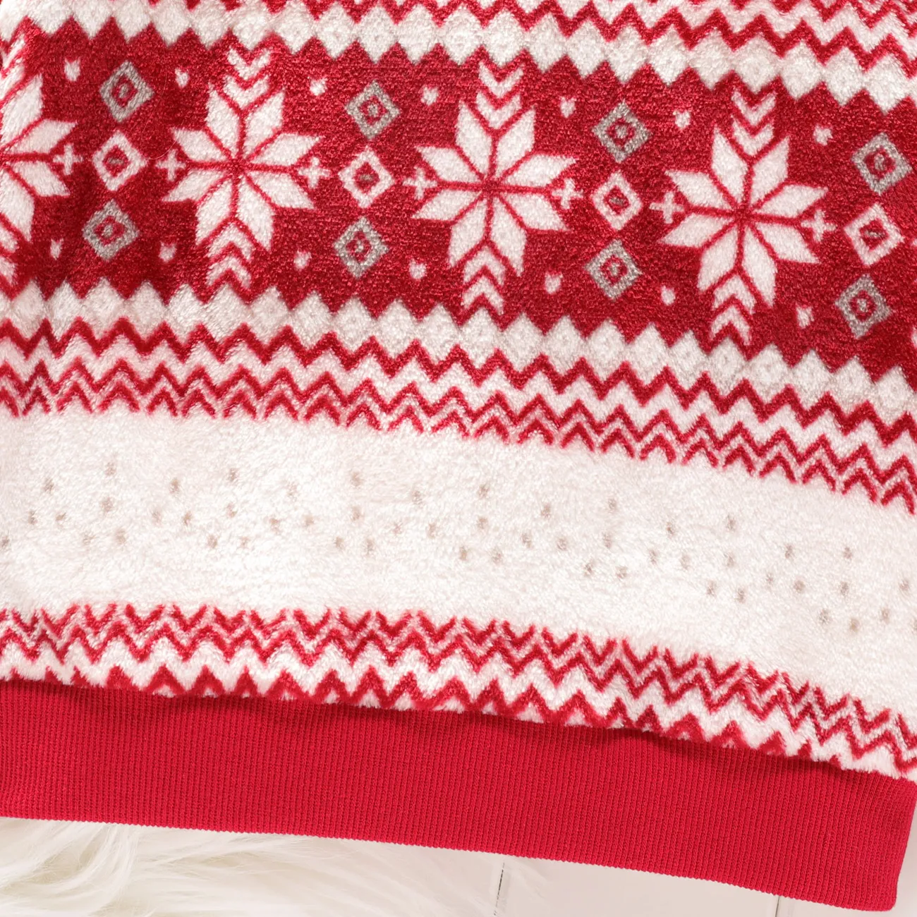 Toddler Boy/Girl Preppy style Snowflake Pattern Fleece Pullover Sweatshirt Red big image 1