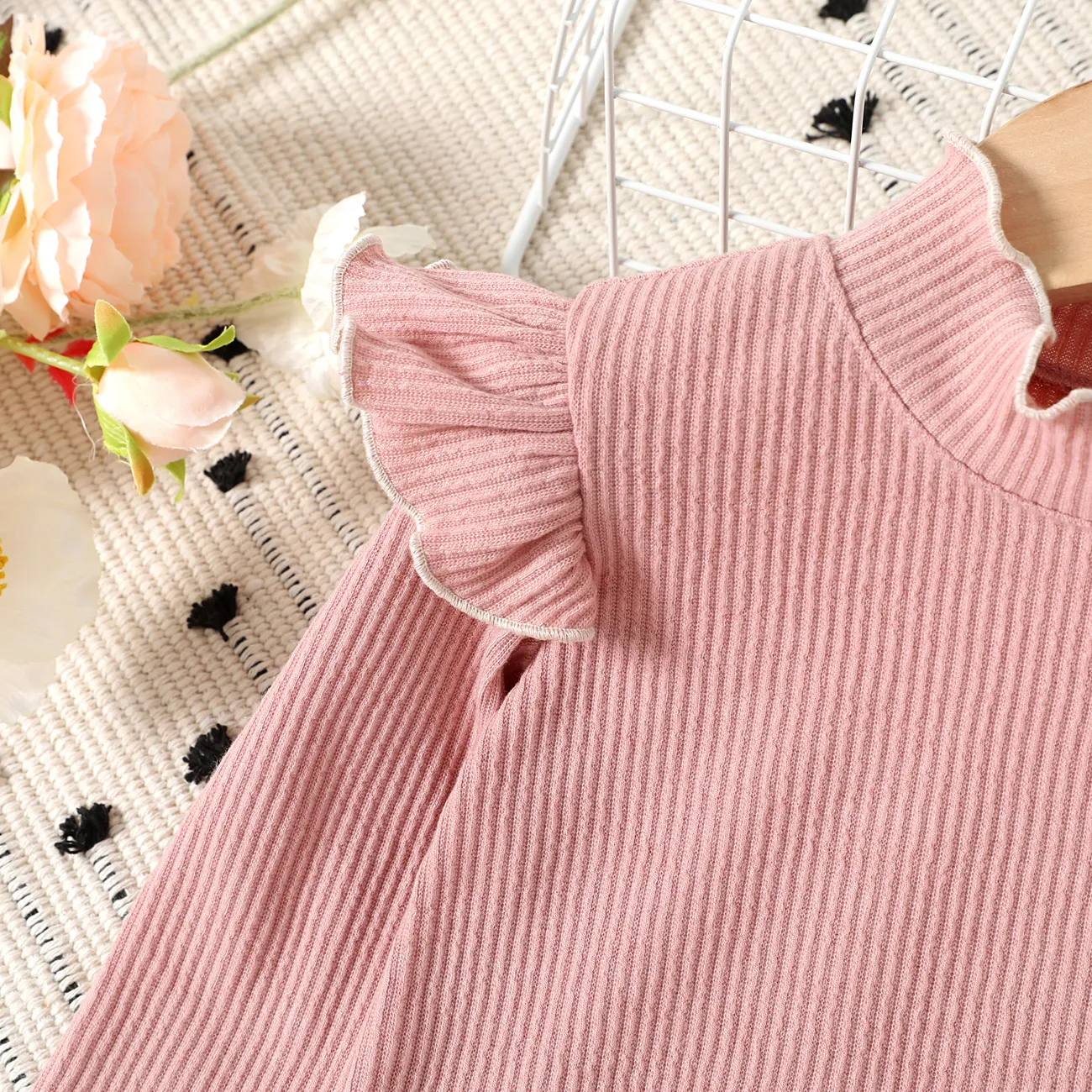 Kleinkinder Mädchen Stehkragen Basics Langärmelig T-Shirts rosa big image 1