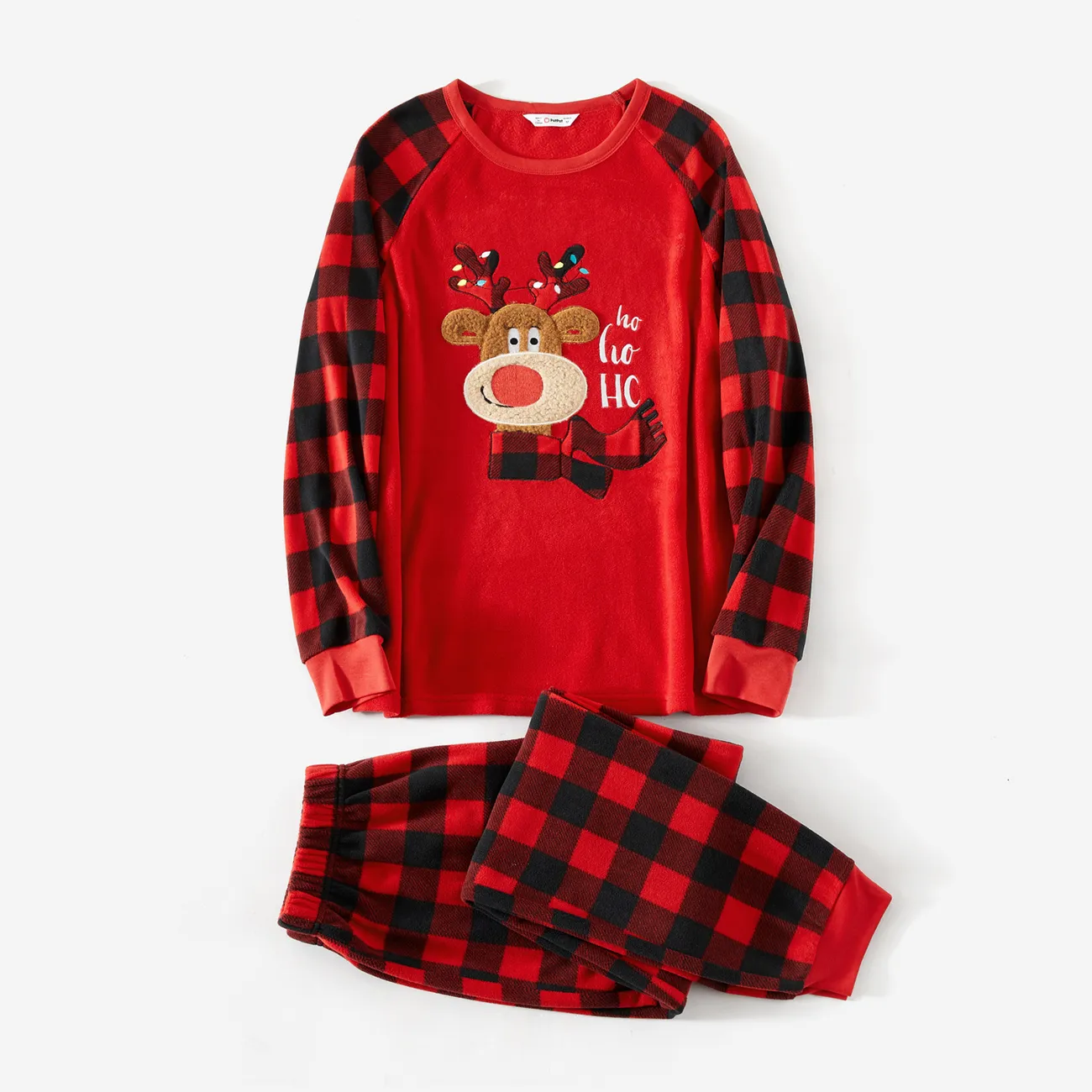 Weihnachten Familien-Looks Langärmelig Familien-Outfits Pyjamas (Flame Resistant) rot schwarz big image 1
