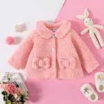 Baby Girl Solid Thermal Fuzzy Fleece Long-sleeve Coat Pink