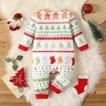 Christmas Baby Boy/Girl Allover Print Long-sleeve Jumpsuit  image 3