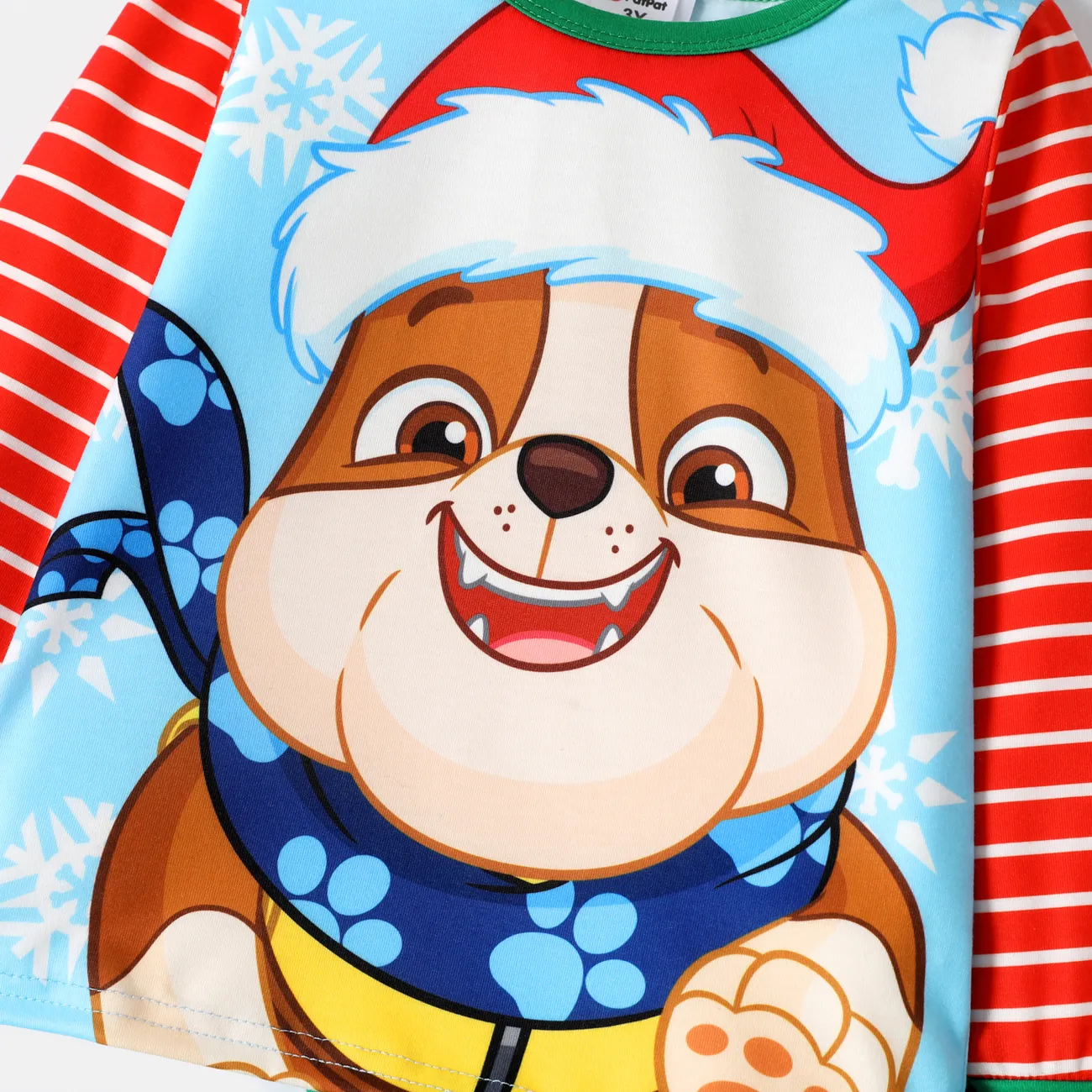 PAW Patrol 2pcs 2pcs Toddler Boy/Girl Christmas Striped Colorblock Long-sleeve Tee and Pants Set REDWHITE big image 1