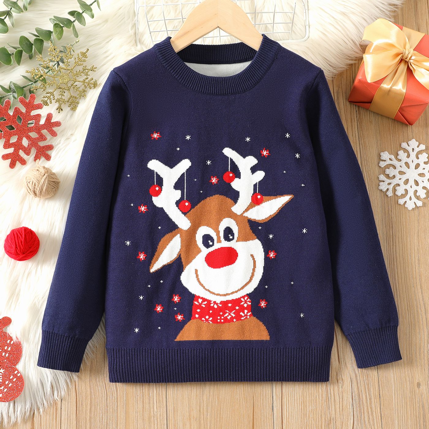 

Kid Boy Christmas Deer Pattern Knit Sweater