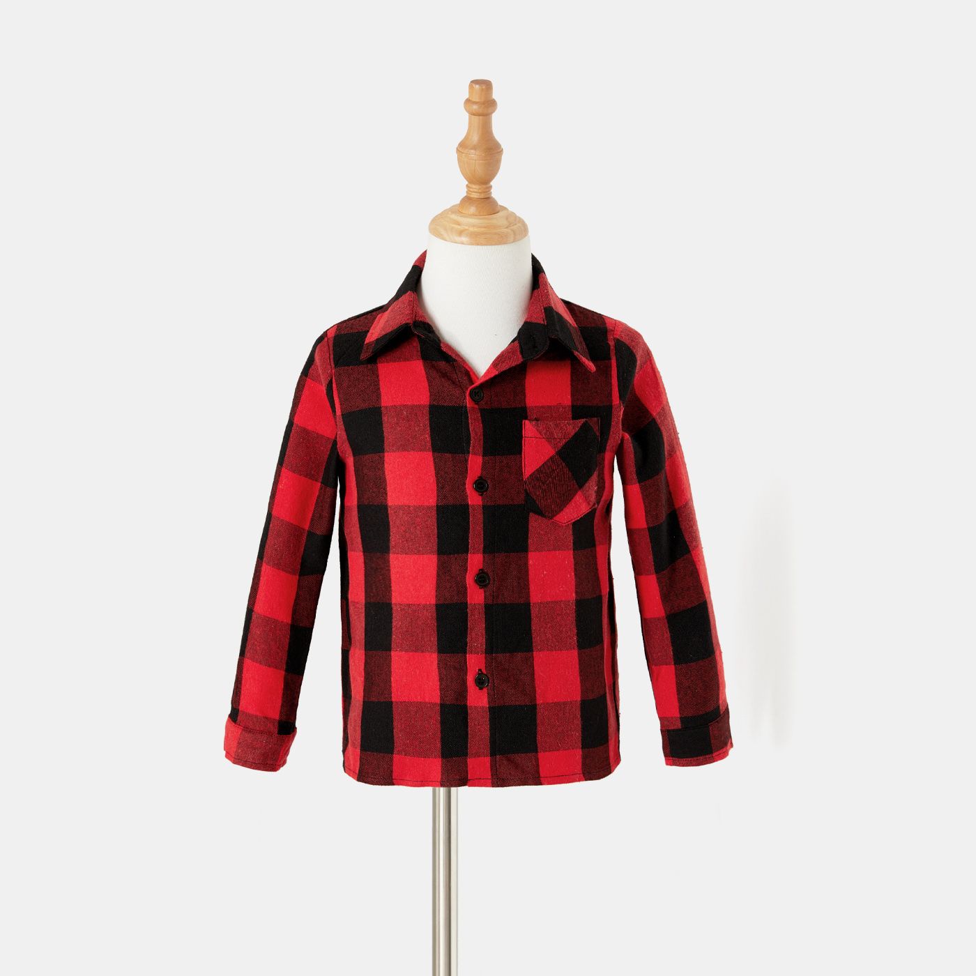 Christmas Family Matching Red Plaid Long-sleeve Button Up Shirts And Mesh Skirts Sets