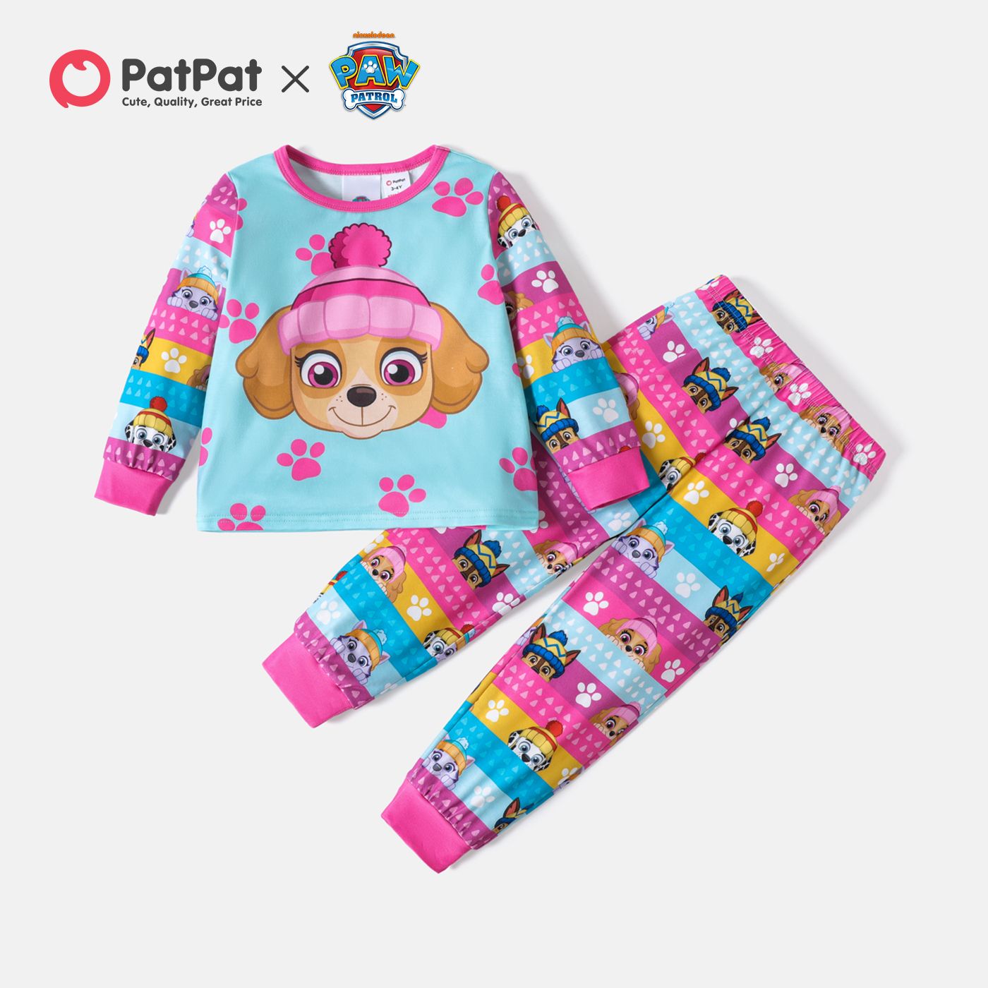

PAW Patrol 2pcs Toddler Girl/Boy Christmas Allover Print Long-sleeve Tee and Pants Pajamas Set