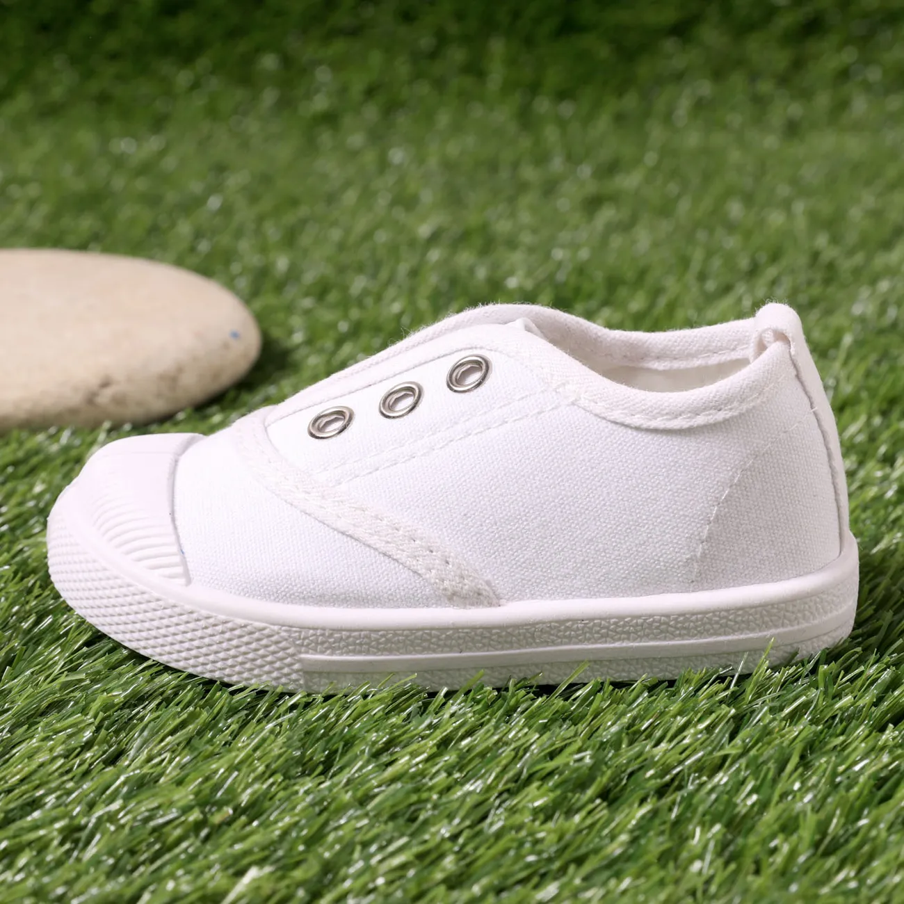 حذاء قماش سهل الارتداء للأطفال / الأطفال أبيض big image 1